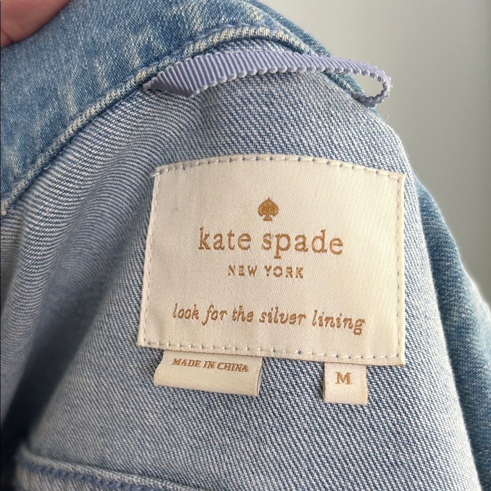 Kate Spade Blue and Cream Ruffle Jean Jacket - Picture 2 of 3